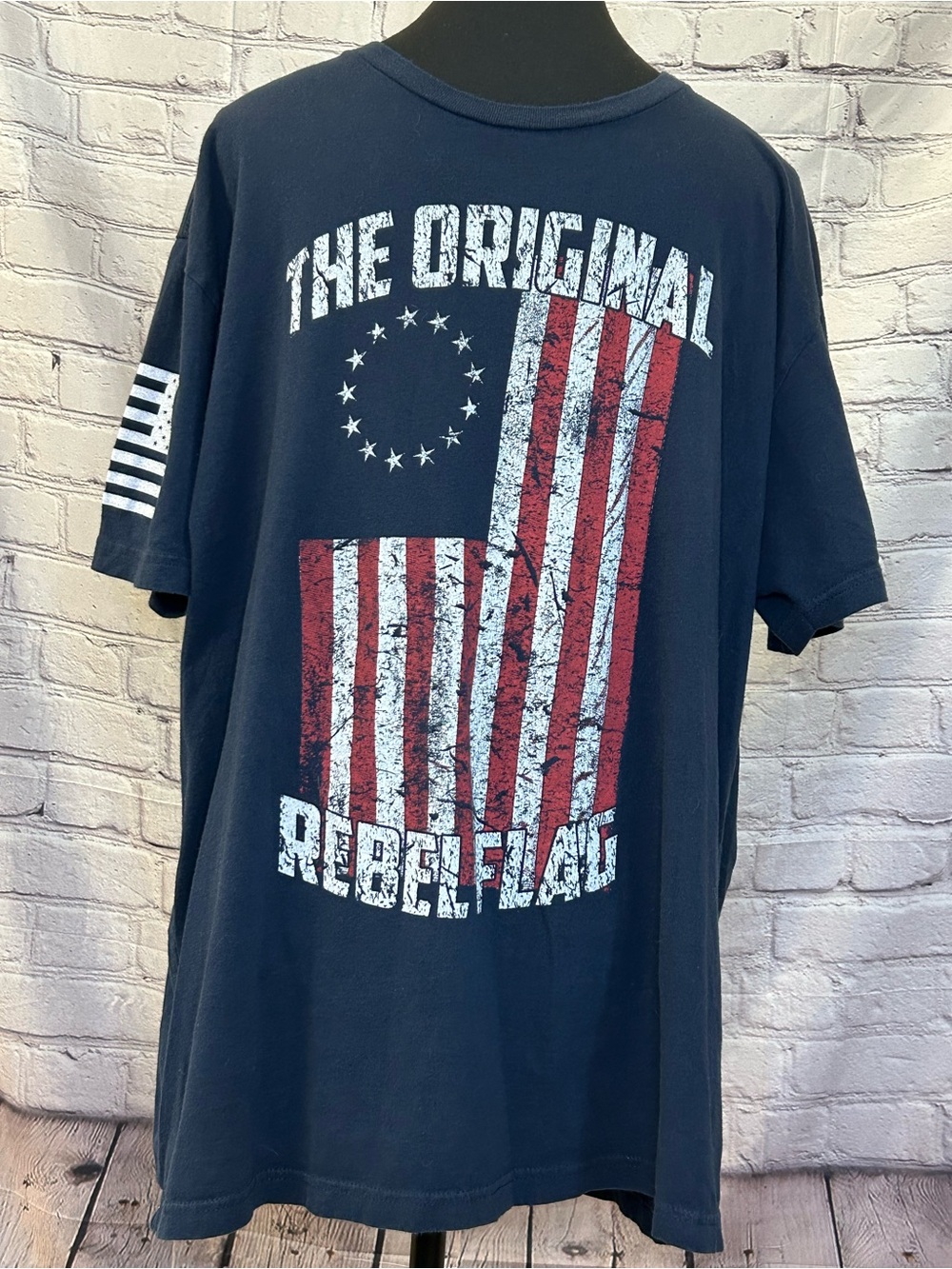Grunt Style Navy Short Sleeve 'The Original Rebel Flag' Graphic Tee - Navy/Red